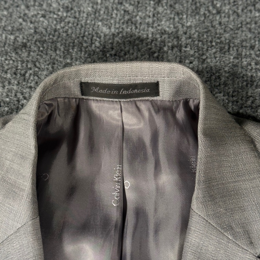 Calvin Klein Blazer Sport Coat 100% Wool Natural Stretch 44R Dark Grey Mens - Picture 10 of 11